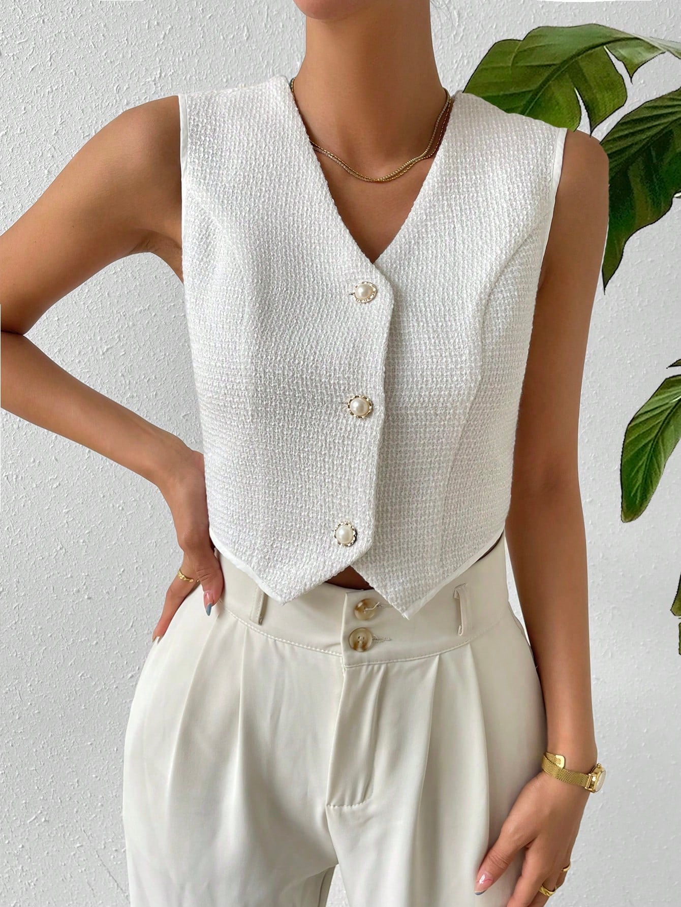  | SHEIN Privé Solid Button Front Waistcoat | Waistcoat | Shein | OneHub