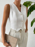  | SHEIN Privé Solid Button Front Waistcoat | Waistcoat | Shein | OneHub