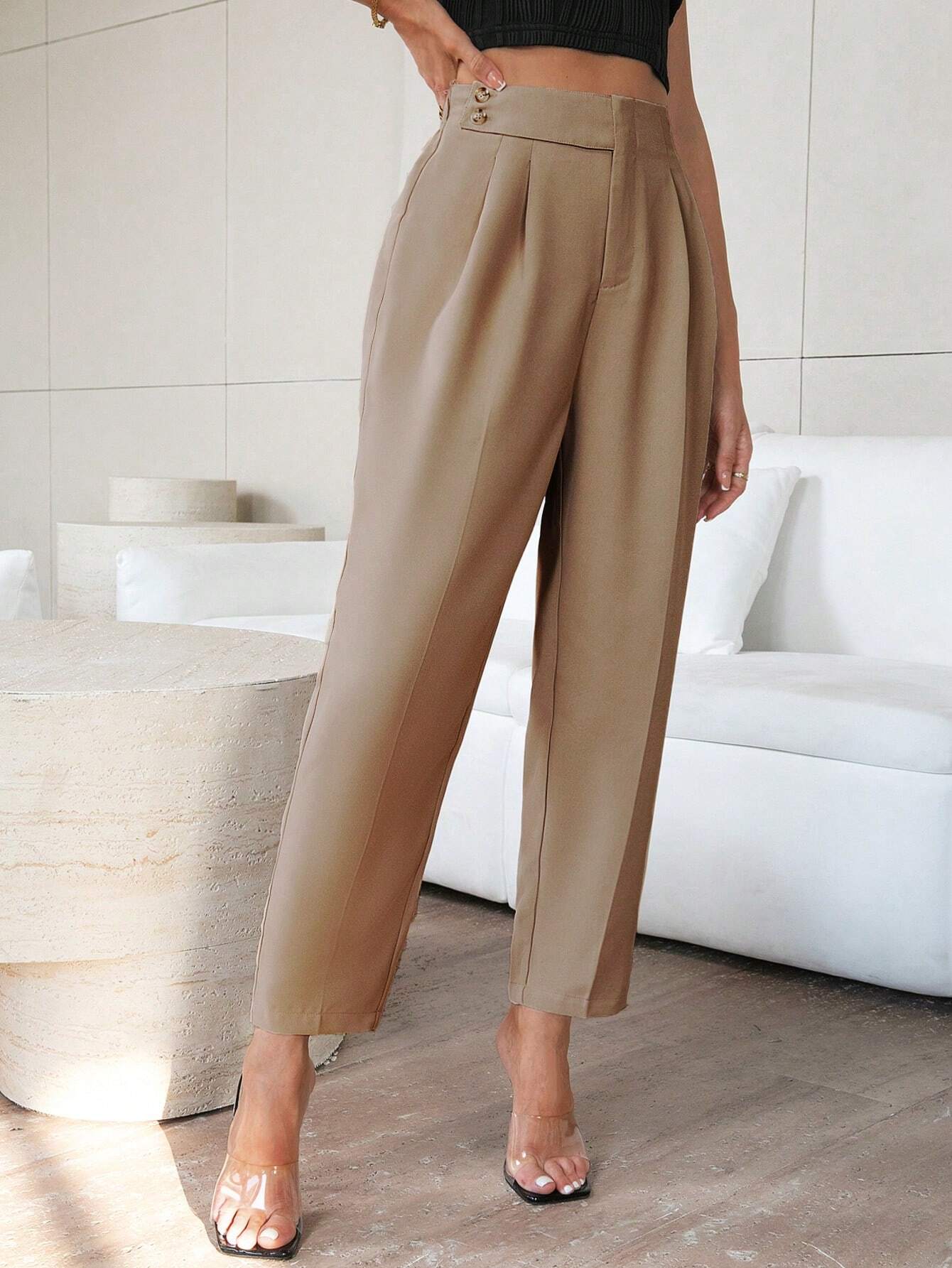  | SHEIN Privé Solid Color Pleated Trousers For Women | Pants | Shein | OneHub