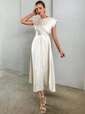  | SHEIN Privé Solid Criss Cross Front Satin A-line Dress | Dress | Shein | OneHub