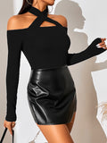  | SHEIN Privé Solid Criss Cross Halter Neck Tee | Blouse | Shein | OneHub