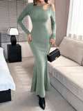  | SHEIN Priv̩ Solid Irregular Collar Long Sleeve Bodycon Dress | Dress | Shein | OneHub