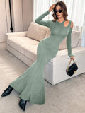  | SHEIN Priv̩ Solid Irregular Collar Long Sleeve Bodycon Dress | Dress | Shein | OneHub