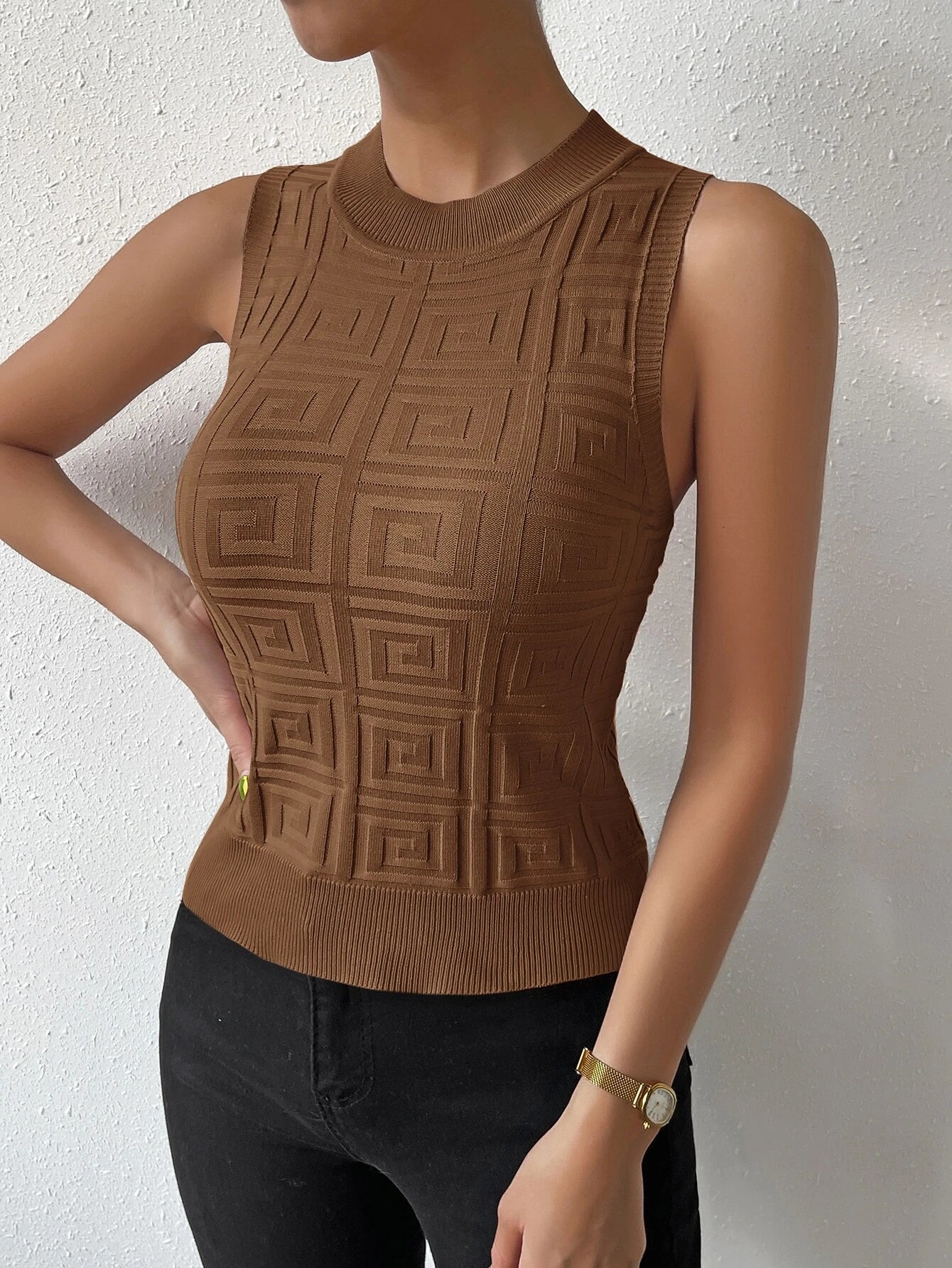  | SHEIN Privé Solid Mock Neck Knit Top | Top | Shein | OneHub