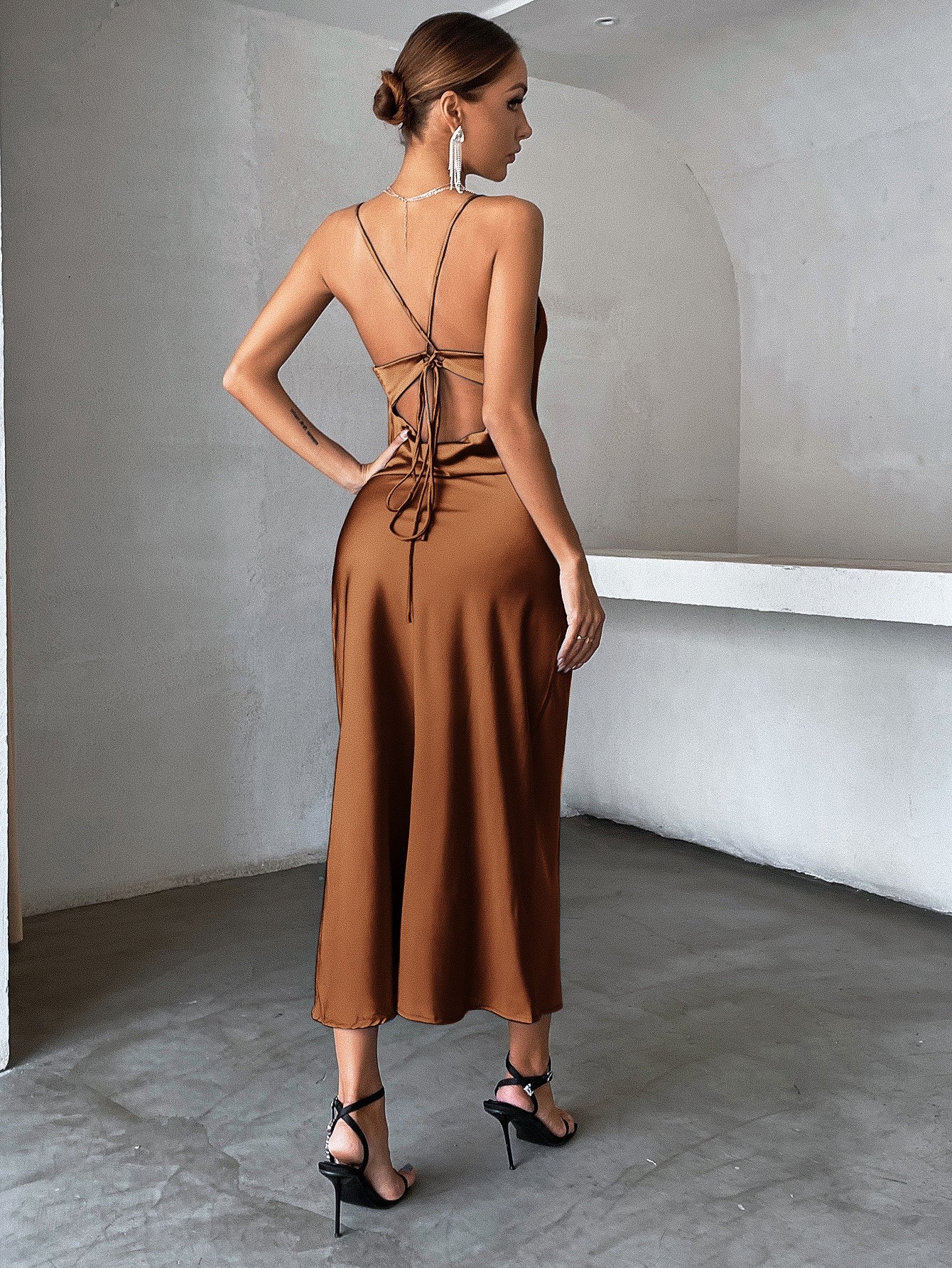  | SHEIN Privé Solid Tie Backless Cami Dress | Dress | Shein | OneHub