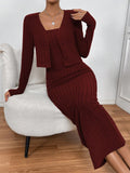  | SHEIN Privé Solid Tube Dress & Open Front Jacket | Dress | Shein | OneHub