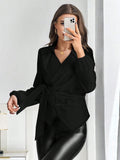  | SHEIN Privé Solid Wrap Knot Side Blouse | Blouse | Shein | OneHub