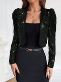  | SHEIN Priv̩ Sparkling Open Front Puff Sleeve Jacket | Jacket | Shein | OneHub