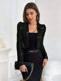  | SHEIN Priv̩ Sparkling Open Front Puff Sleeve Jacket | Jacket | Shein | OneHub
