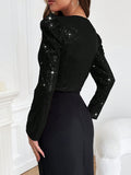  | SHEIN Priv̩ Sparkling Open Front Puff Sleeve Jacket | Jacket | Shein | OneHub