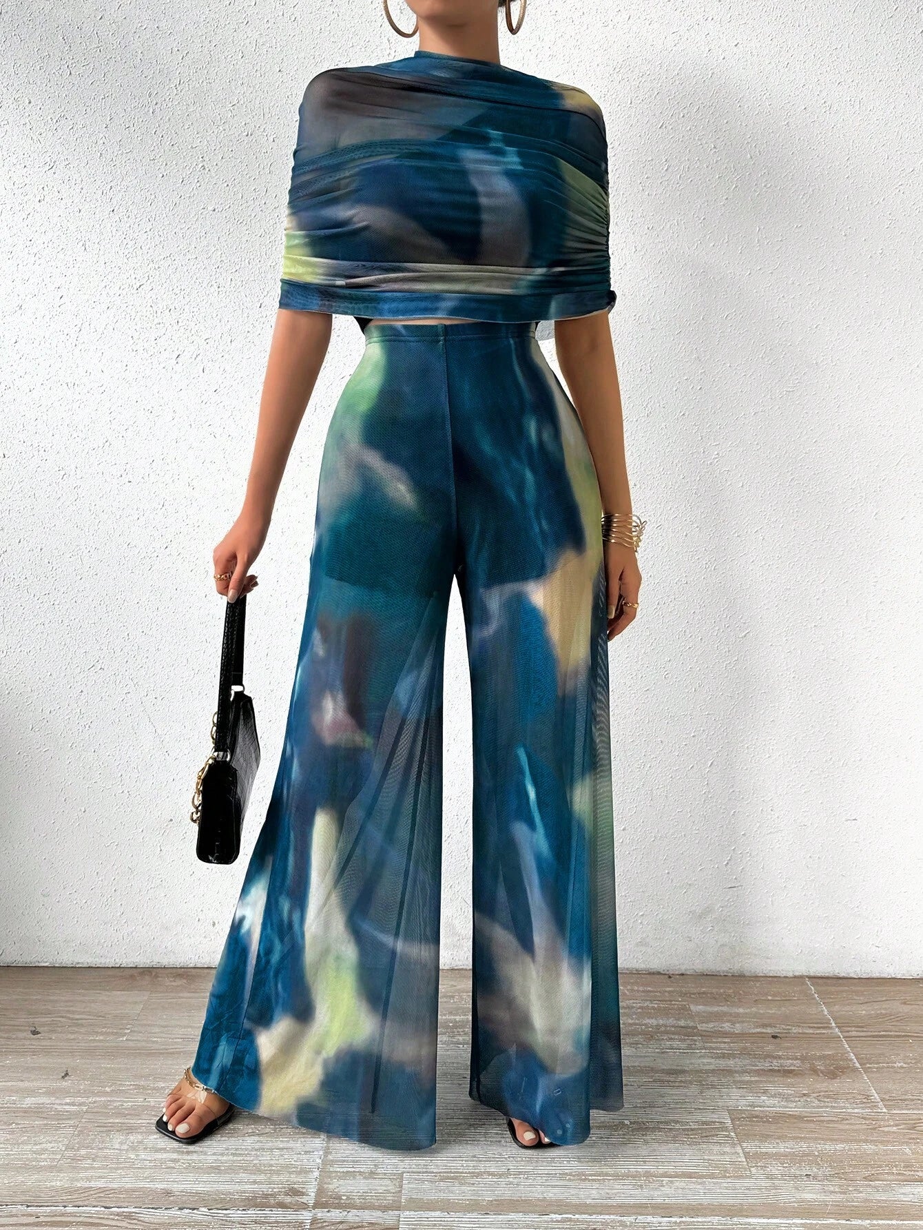 | SHEIN Prive Tie-dye One Shoulder Wide Leg Jumpsuit With Top | Jumpsuit | Shein | OneHub