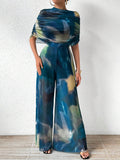 | SHEIN Prive Tie-dye One Shoulder Wide Leg Jumpsuit With Top | Jumpsuit | Shein | OneHub