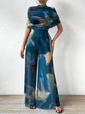  | SHEIN Prive Tie-dye One Shoulder Wide Leg Jumpsuit With Top | Jumpsuit | Shein | OneHub