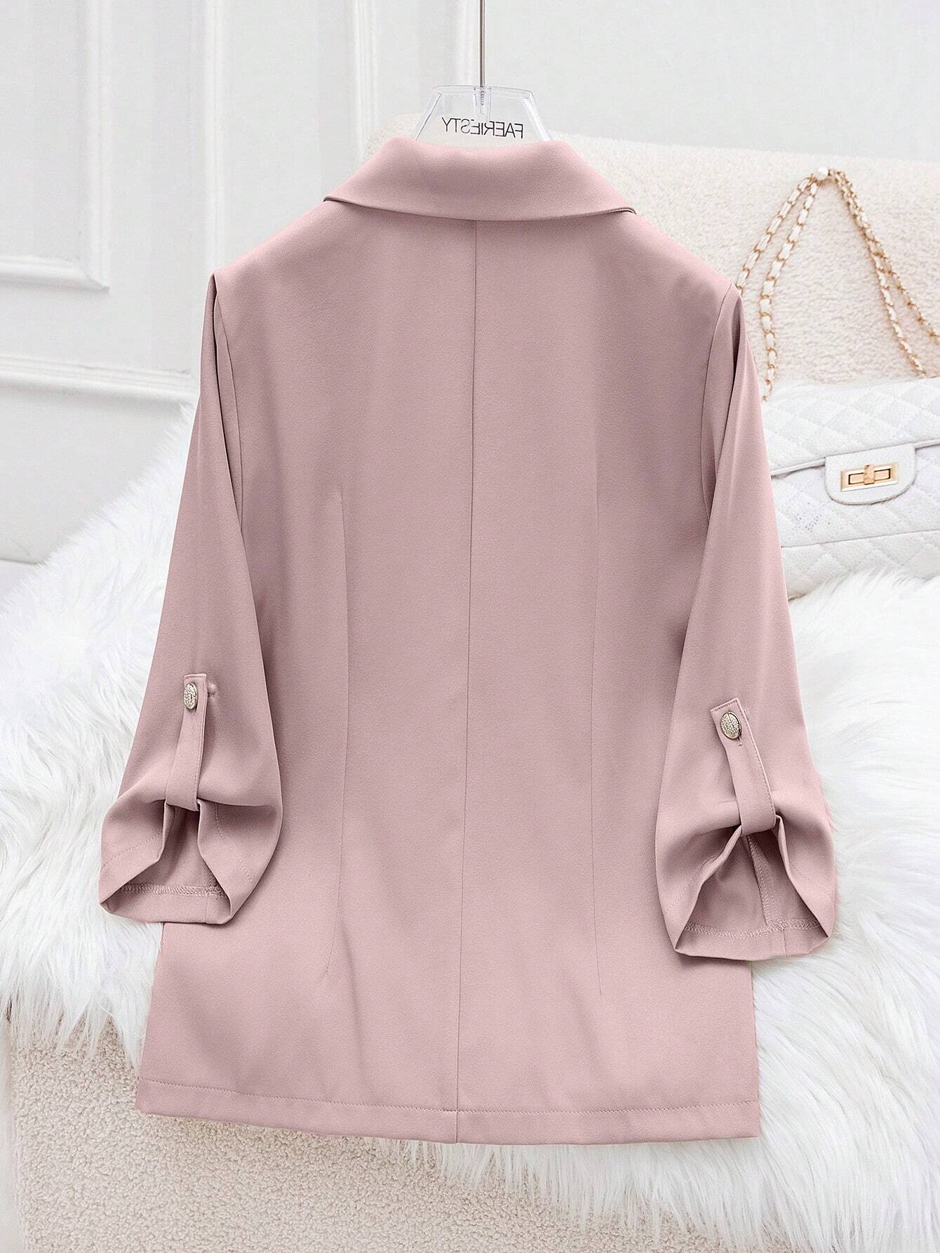  | SHEIN Privé Women's Lapel Long Sleeve Rolled Cuff Fashionable Charismatic Mature Style Blazer Jacket | Blazer | Shein | OneHub