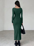  | SHEIN Privé Women's Slim Fit Pleated Long Sleeve Dress | Dress | Shein | OneHub