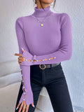  | SHEIN Privé Women's Solid Color Minimalist Turtleneck Pullover Sweater | Sweater | Shein | OneHub