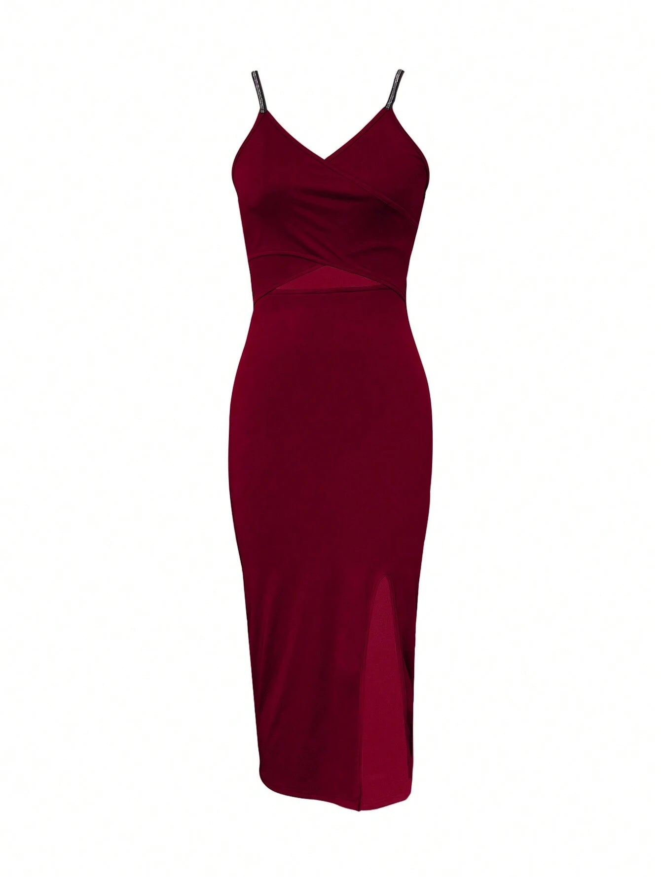  | SHEIN Privé Women's Spaghetti Strap Cross Back Cutout Waist High Slit Bodycon Dress | Dress | Shein | OneHub