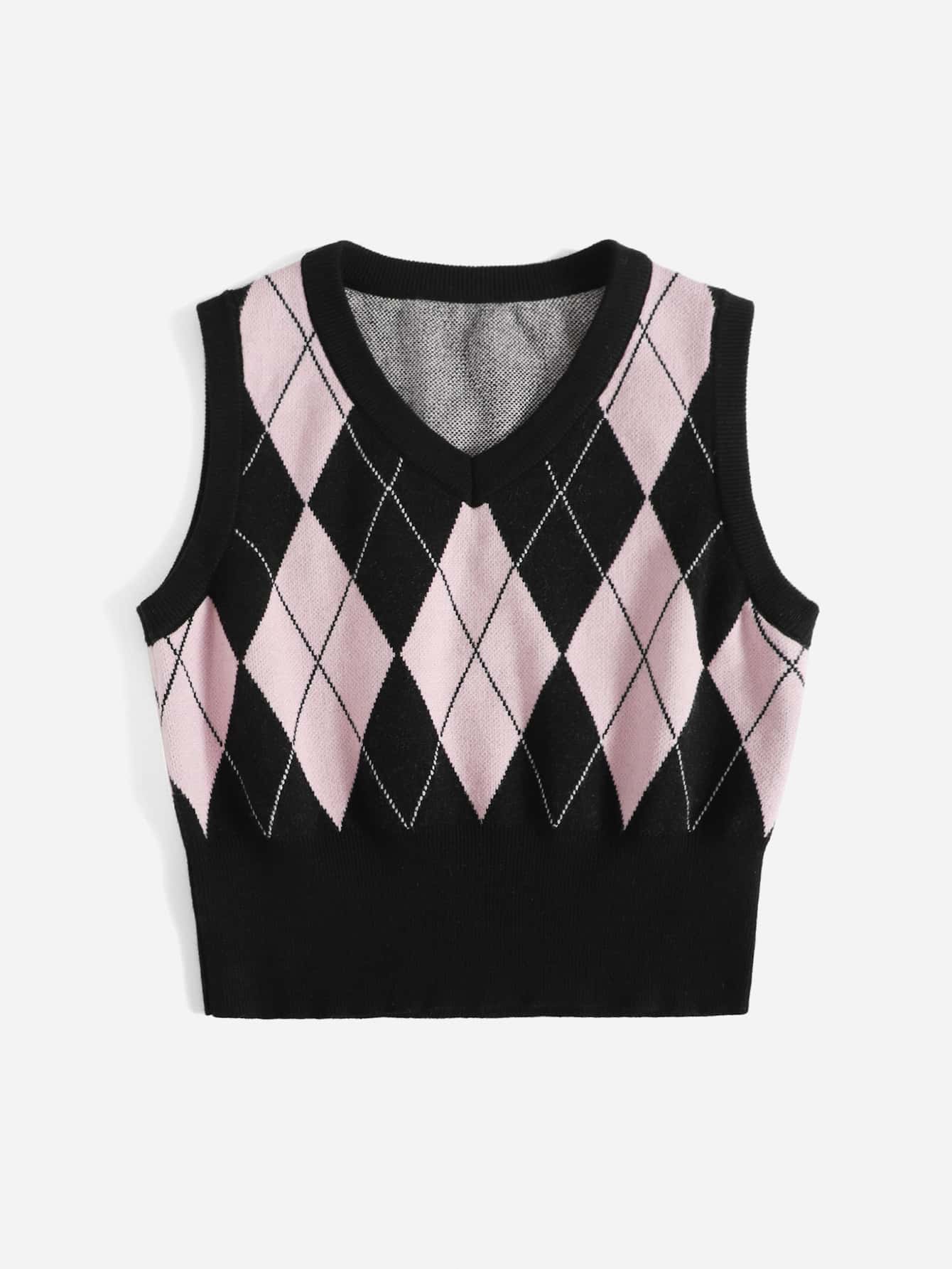  | SHEIN Qutie Argyle Pattern Sweater Vest | Skirt | Shein | OneHub