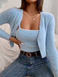  | SHEIN Qutie Fluffy Knit Cami Top & Open Front Cardigan | Sweater | Shein | OneHub