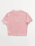 | SHEIN Qutie Heart Cutout Detail Lettuce Trim Tee | Top | Shein | OneHub