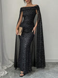  | SHEIN Raffinéa Elegant Off-Shoulder Sparkly Cape Evening Dress | Dress | Shein | OneHub