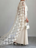  | SHEIN Raffinéa Women's Solid Color Round Neck Cape Sleeve Lace Patchwork Elegant Long Dress | Dress | Shein | OneHub