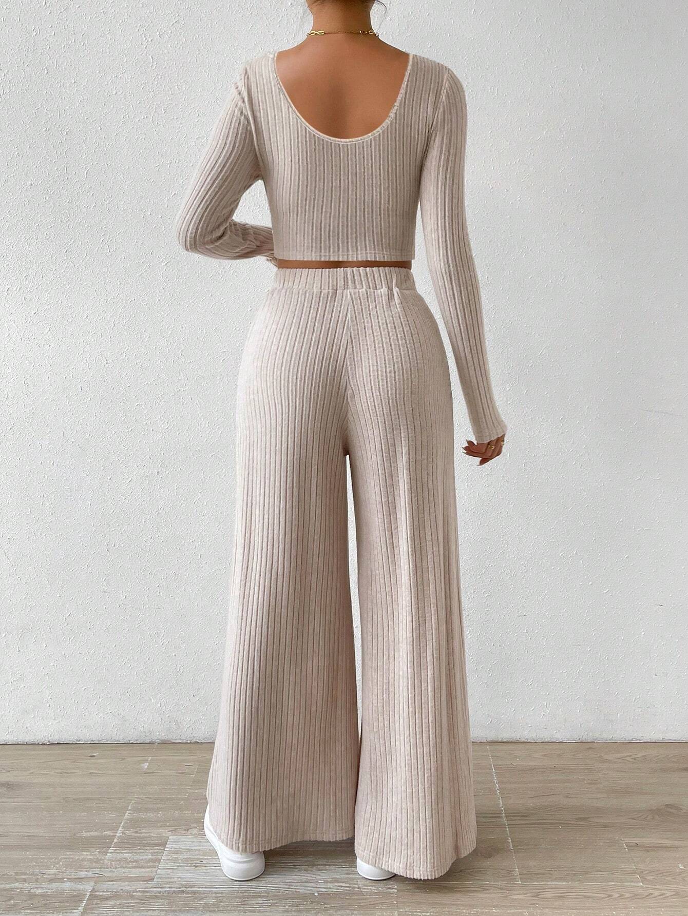  | SHEIN Relaxiva Scoop Neck Crop Tee & Wide Leg Pants | Top and Pant Set | Shein | OneHub