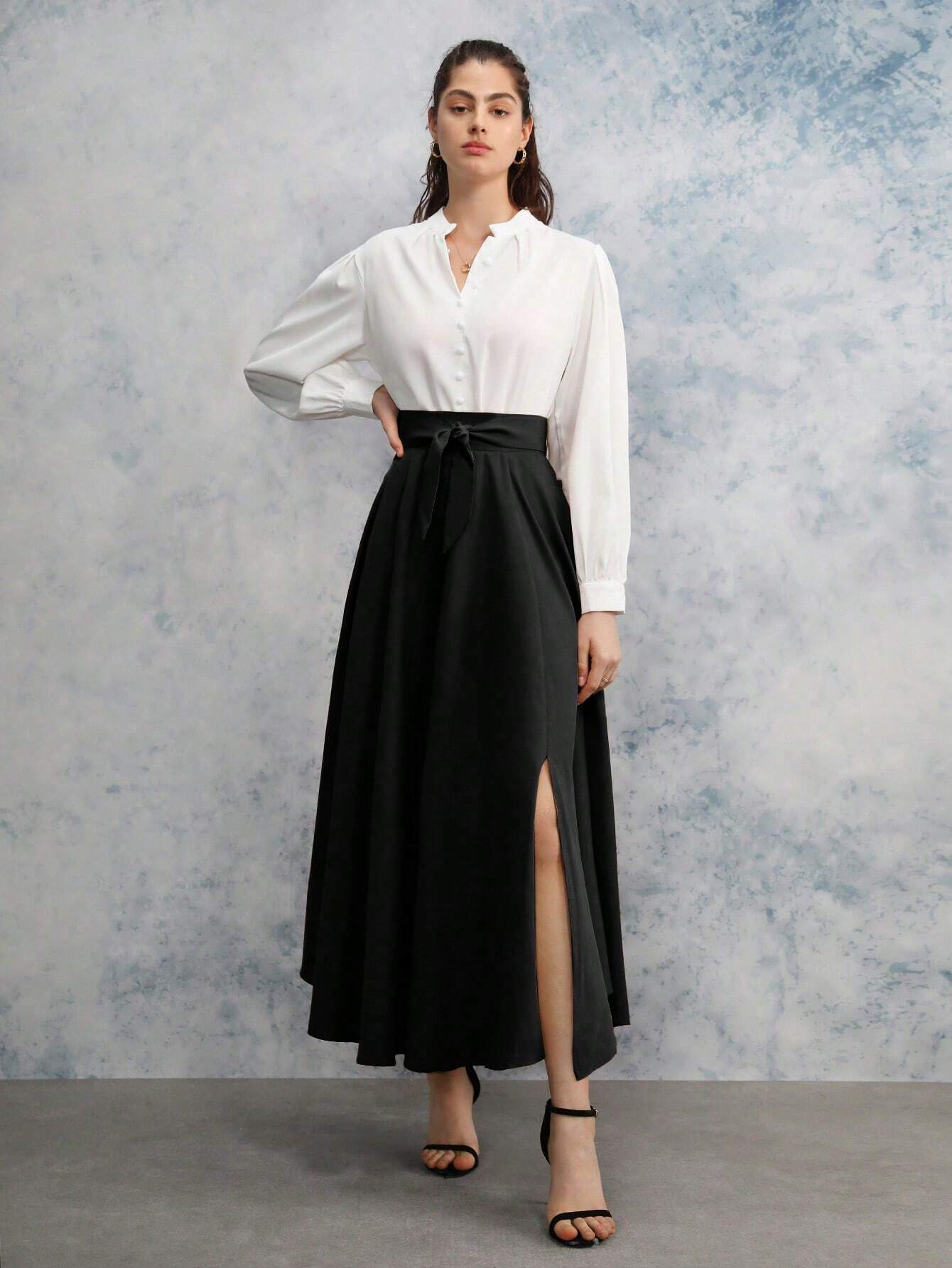  | SHEIN Relaxiva Women's Tie-Front High Slit Skirt | Skirt | Shein | OneHub