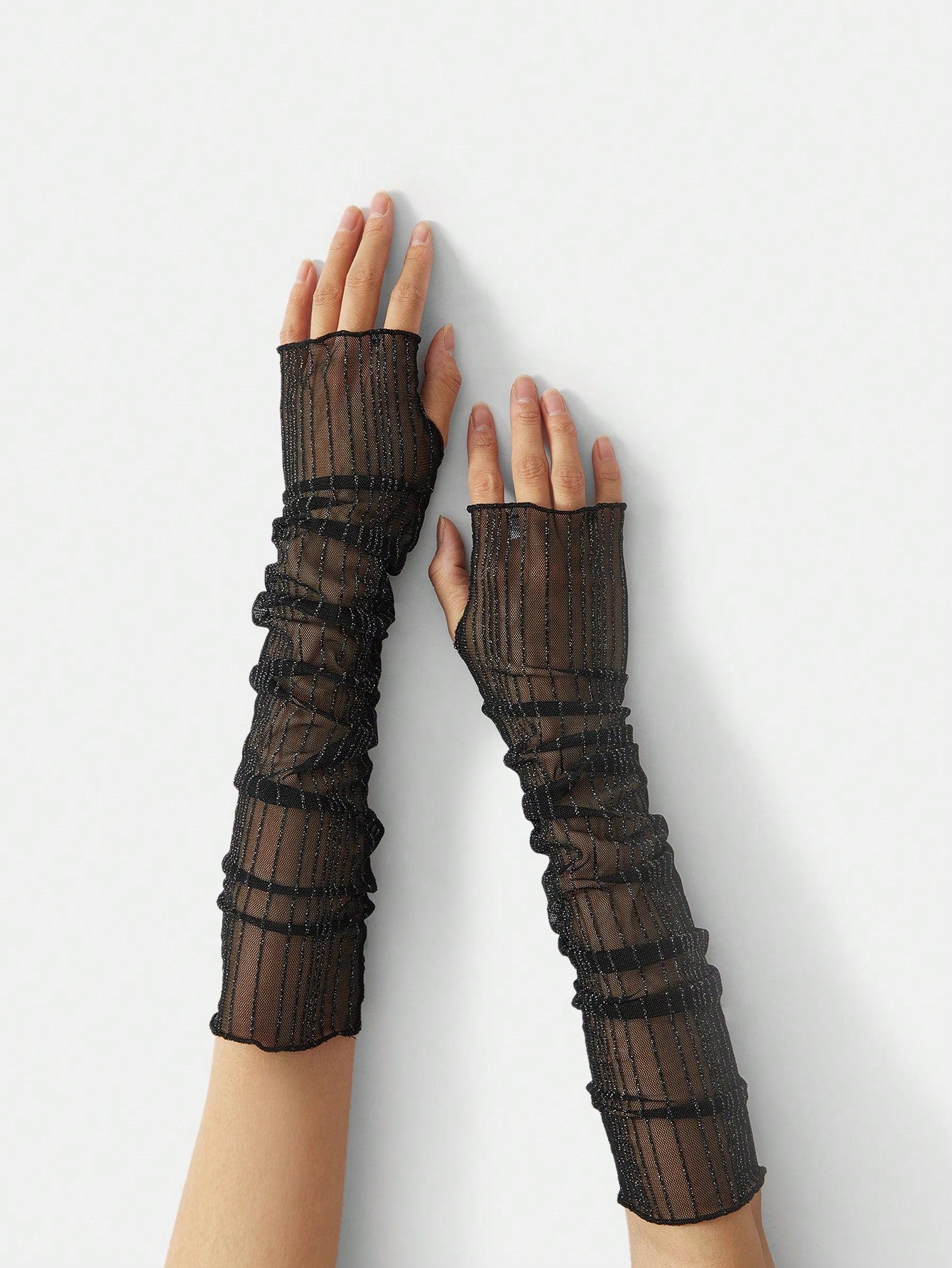 SHEIN SXY 1 Pair Shimmering Lace Women's Arm Warmers, Suitable For Night Club, Party, And Casual Wear