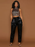  | SHEIN SXY Mock Neck Sequin Tank Top | Top | Shein | OneHub