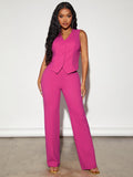  | SHEIN SXY Solid Button Front Vest Blazer & Suit Trousers | Blazer | Shein | OneHub