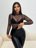  | SHEIN SXY Summer Fashionable See-Through Mesh Slim Fit Long Sleeve Top | Top | Shein | OneHub