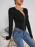  | SHEIN SXY Zip Up Seam Detail Hanky Hem Tee | Top | Shein | OneHub