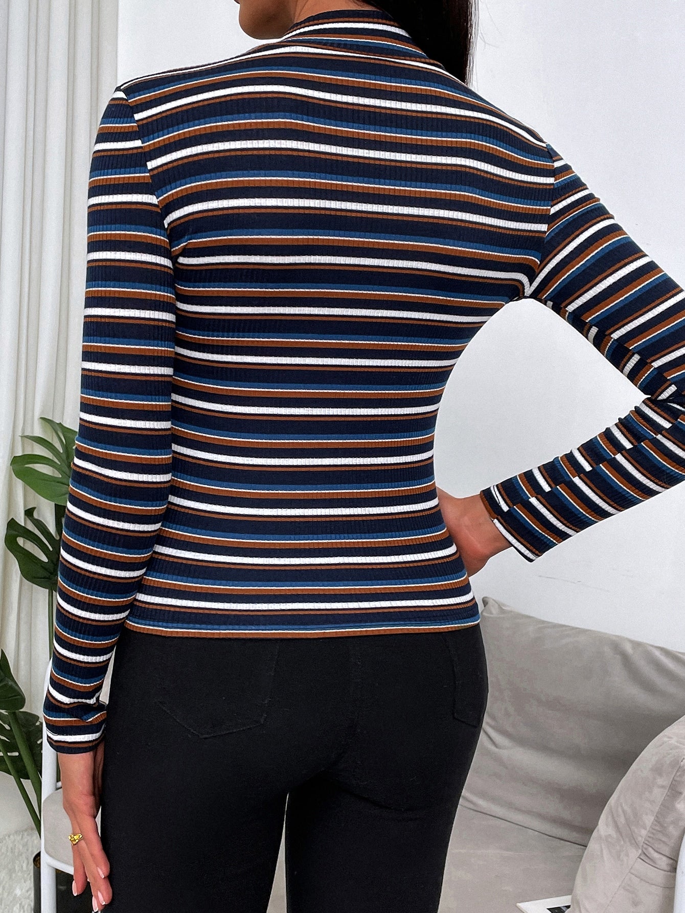  | SHEIN Slayr Colourful Striped Mock Neck Tee | Top | Shein | OneHub