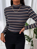  | SHEIN Slayr Colourful Striped Mock Neck Tee | Top | Shein | OneHub