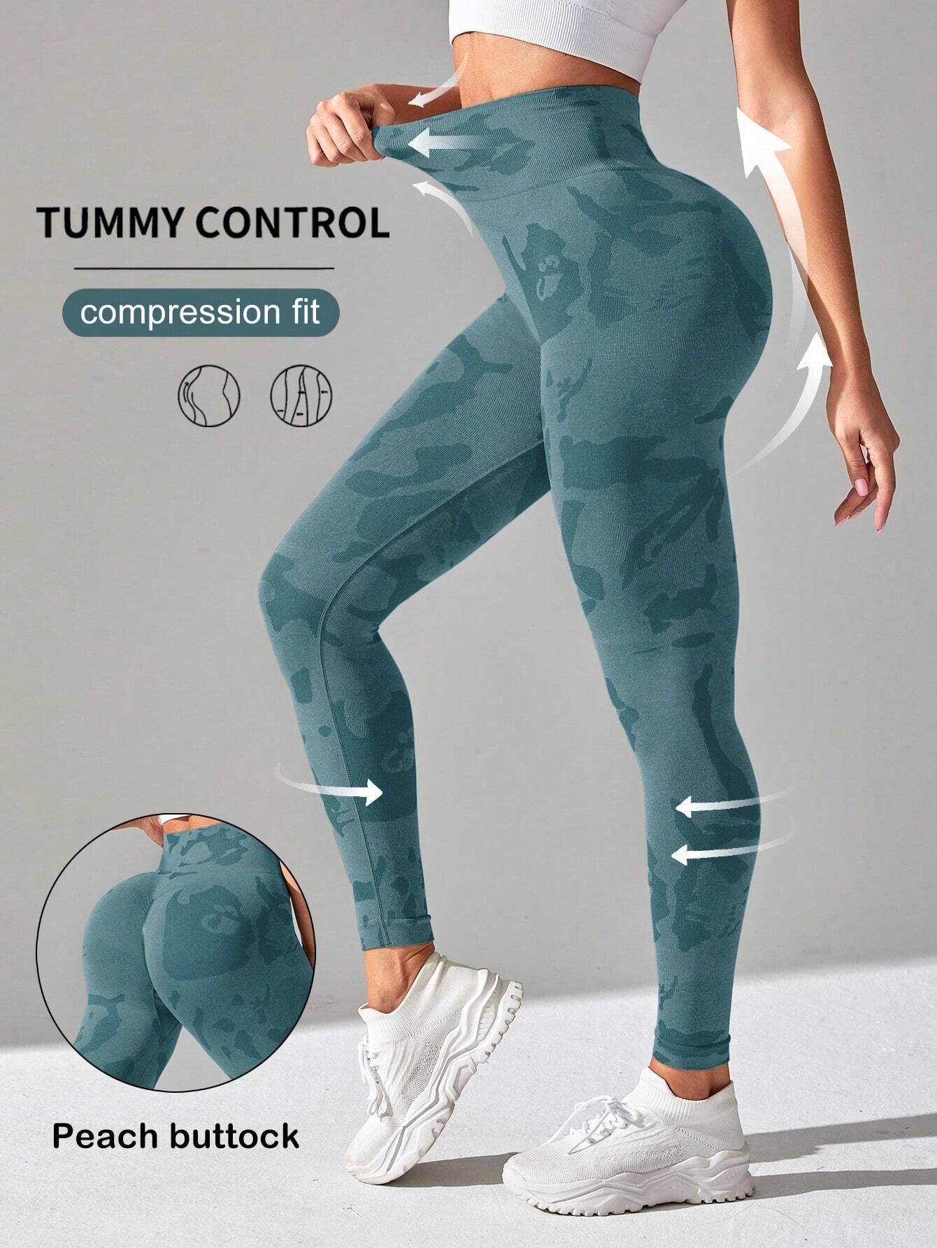  | SHEIN Sport Studio High Stretch Seamless Absorbs Sweat Quick-Drying Graphic Print Sports Leggings | Sports Leggings | Shein | OneHub