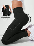 SHEIN Sport Studio Phone Pocket Side Tummy Control Sports Leggings
