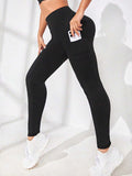  | SHEIN Sport Studio Phone Pocket Side Tummy Control Sports Leggings | Sports Leggings | Shein | OneHub