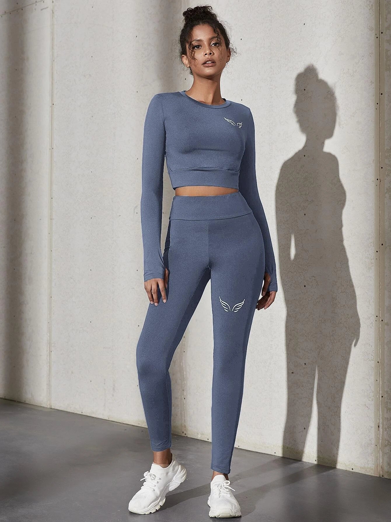  | SHEIN Sport Studio Thumb Holes Crop Tee & Letter Graphic Leggings Sports Set Outfit Set | Leggings | Shein | OneHub