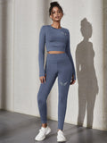  | SHEIN Sport Studio Thumb Holes Crop Tee & Letter Graphic Leggings Sports Set Outfit Set | Leggings | Shein | OneHub