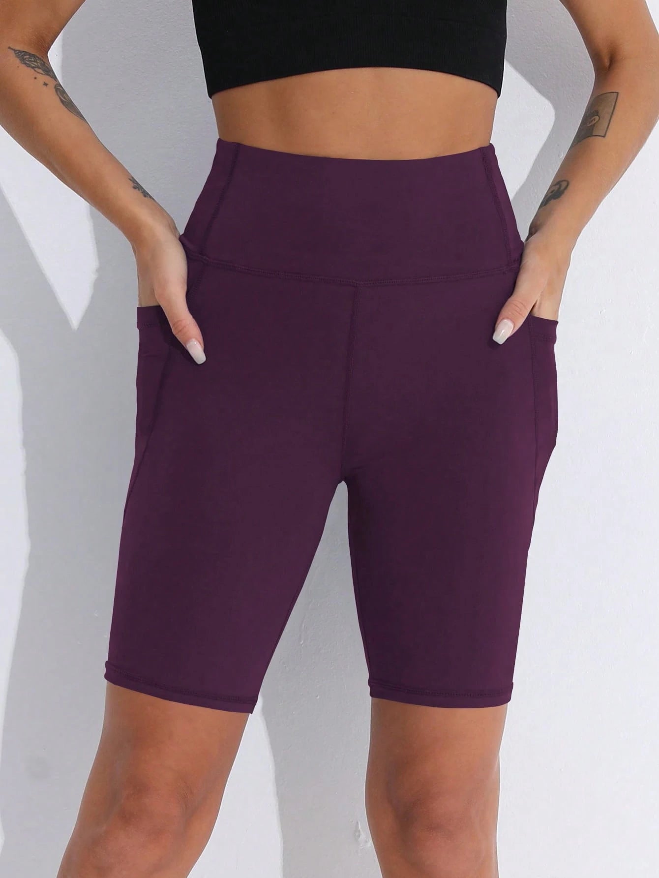  | SHEIN Sport Studio Wide Waistband Phone Pocket Side Biker Shorts | Sports Leggings | Shein | OneHub