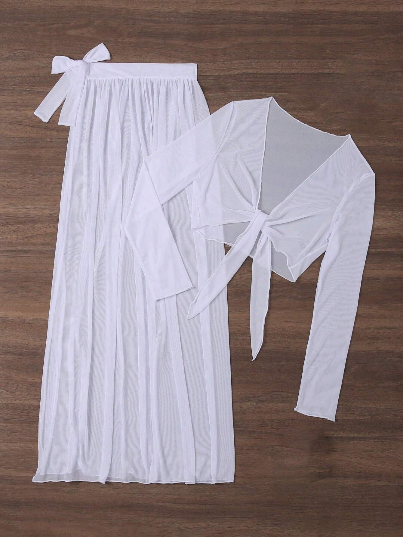  | SHEIN Swim 2pcs/Set Solid Color Cropped Cover Up Top Wrapped Cover Up Skirt, For Vocation,Summer Beach | Lingerie | Shein | OneHub