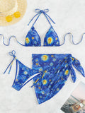  | SHEIN Swim Mod Summer Beach Women's Oil Painting Printed Halter Neck Bikini Set With Cover Up | Lingerie | Shein | OneHub