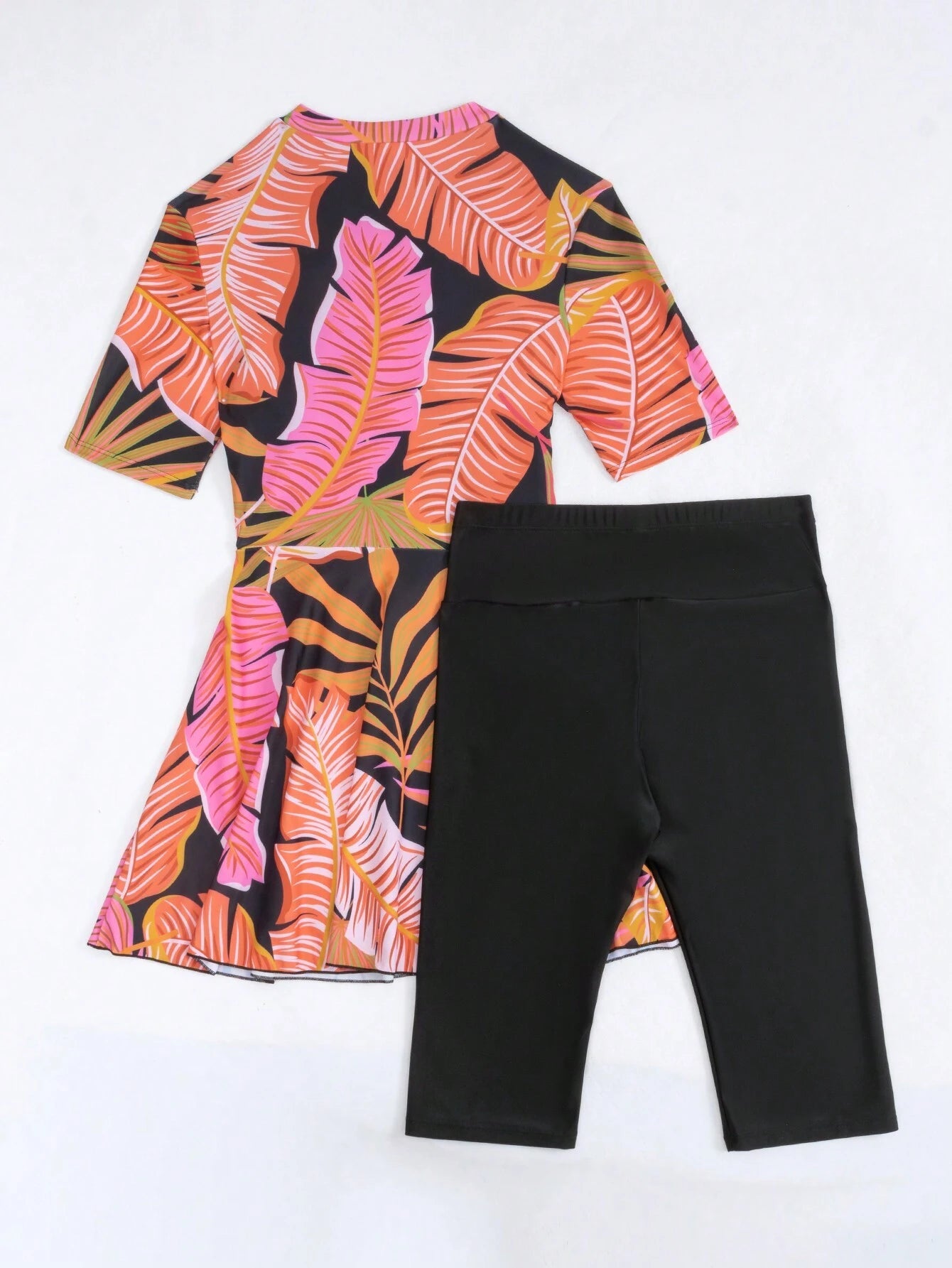  | SHEIN Swim Mulvari Summer Beach Tropical Print Zip Front Top & Short Leggings Swimsuit | Lingerie | Shein | OneHub