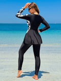  | SHEIN Swim Mulvari Women Summer Beach Conservative Style Contrast Plant Print Burkini Set | Lingerie | Shein | OneHub