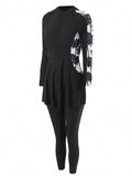  | SHEIN Swim Mulvari Women Summer Beach Conservative Style Contrast Plant Print Burkini Set | Lingerie | Shein | OneHub