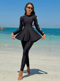  | SHEIN Swim Mulvari Women Summer Beach Conservative Style Contrast Plant Print Burkini Set | Lingerie | Shein | OneHub