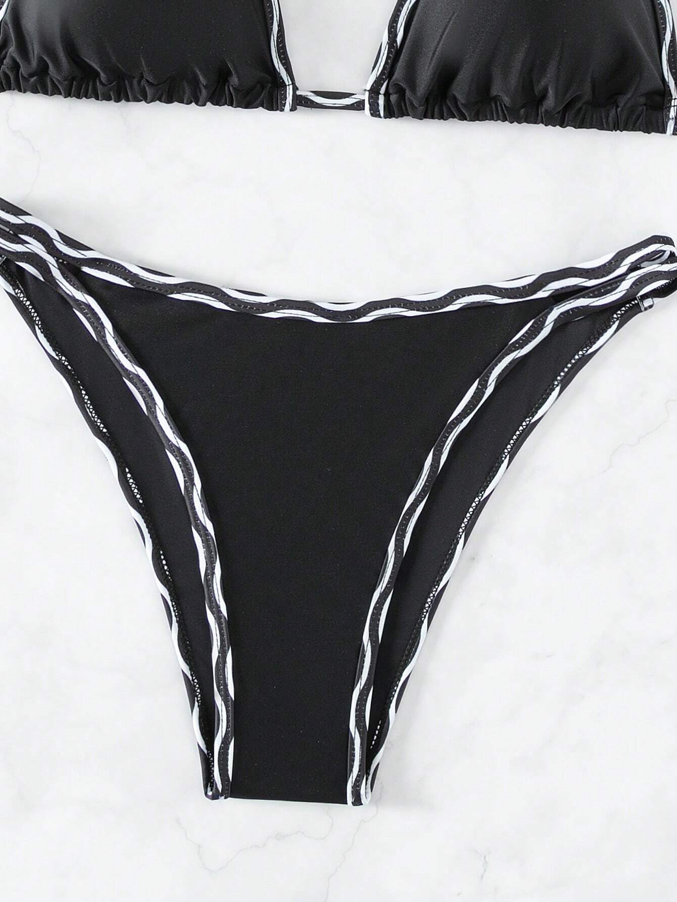  | SHEIN Swim Summer Beach Contrast Binding Triangle Bikini Set | Lingerie | Shein | OneHub