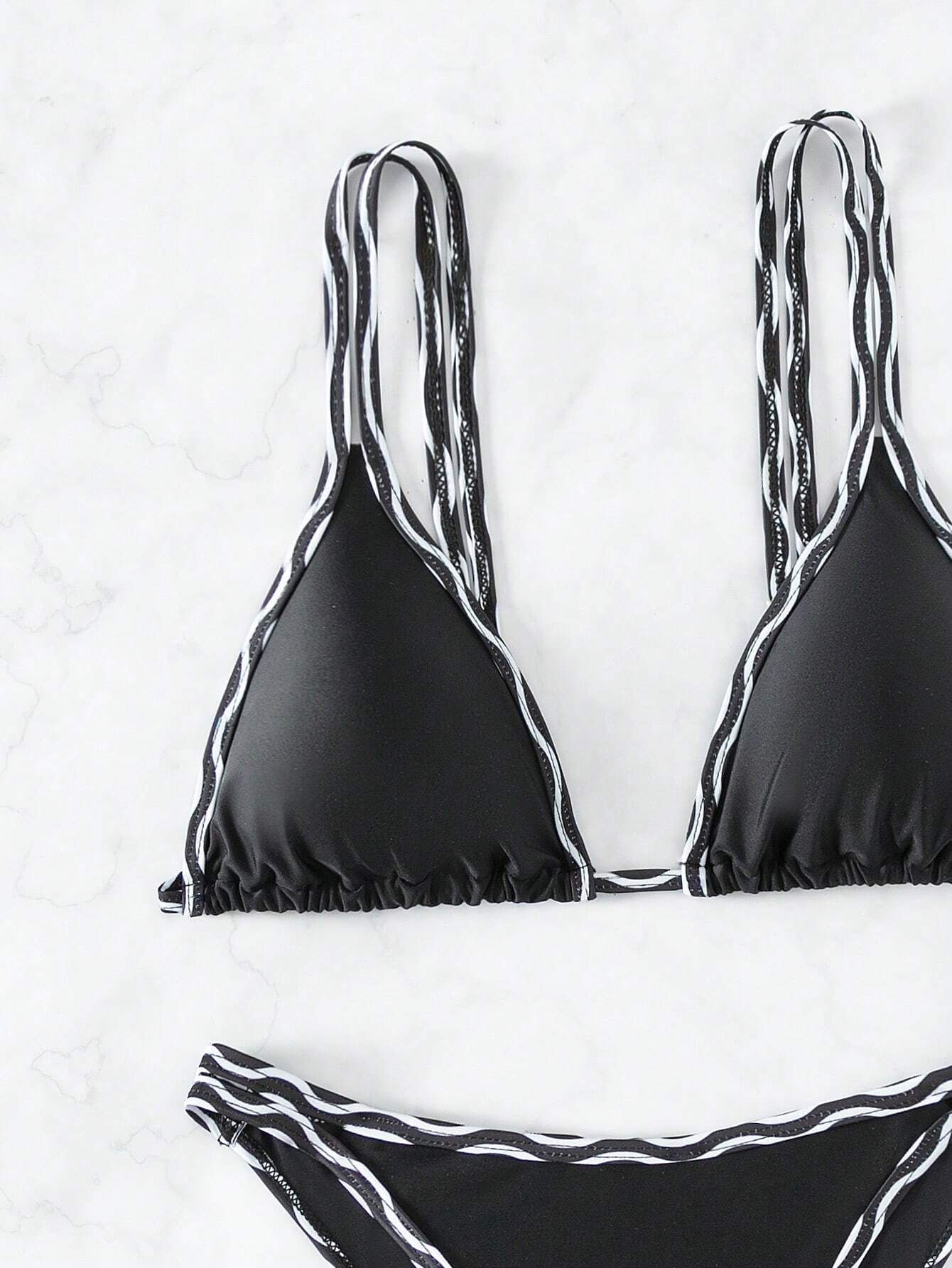  | SHEIN Swim Summer Beach Contrast Binding Triangle Bikini Set | Lingerie | Shein | OneHub