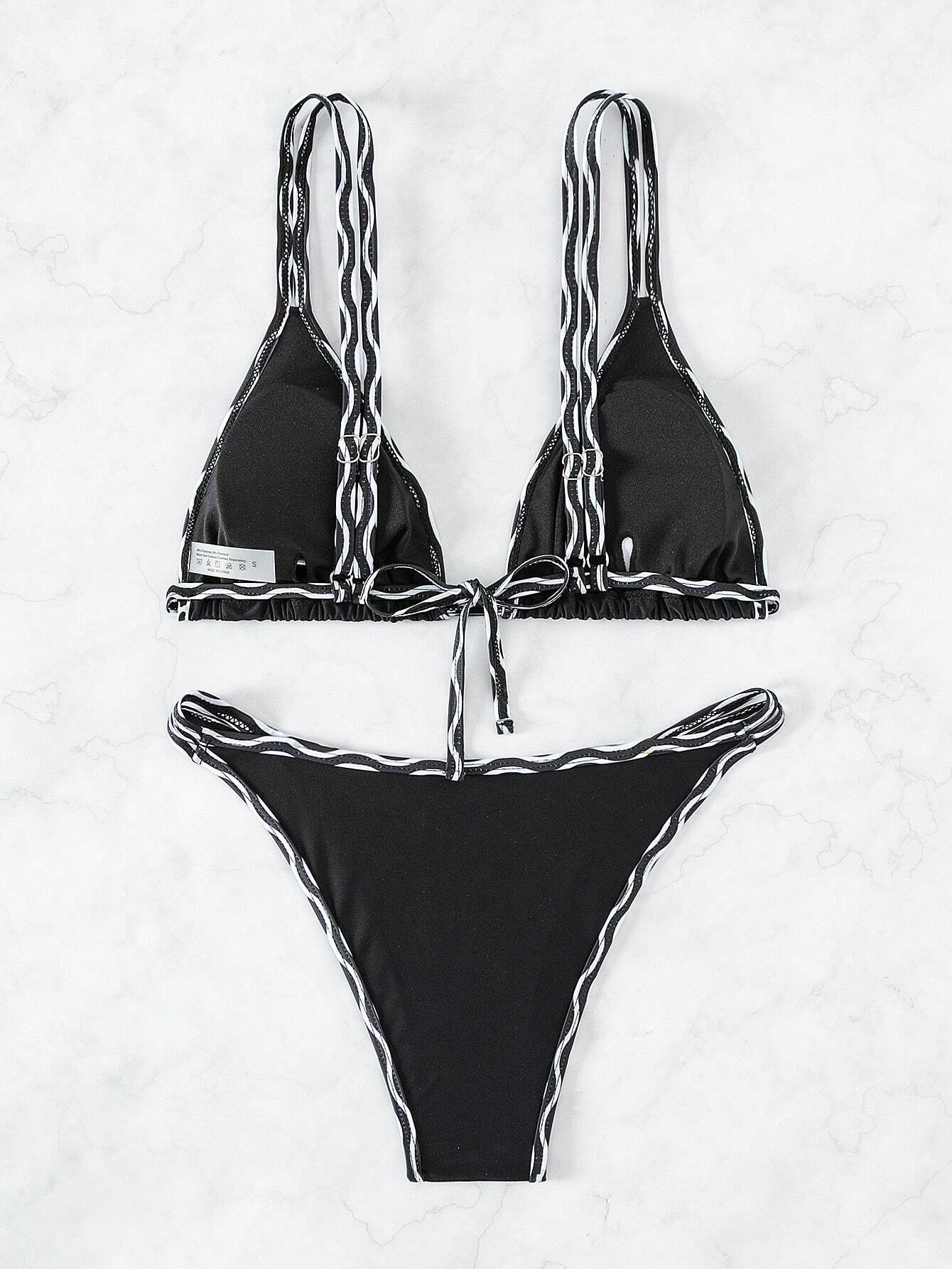  | SHEIN Swim Summer Beach Contrast Binding Triangle Bikini Set | Lingerie | Shein | OneHub